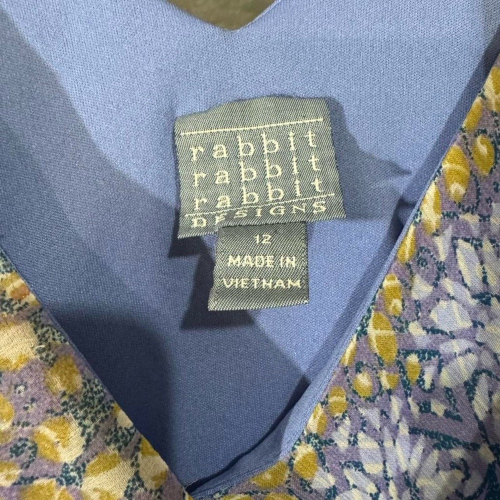 Rabbit Rabbit Rabbit Patchwork Print Midi Sleevel… - image 5